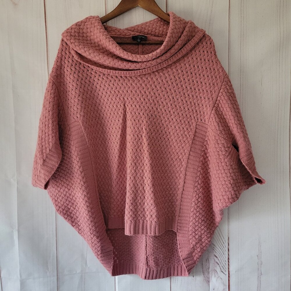 The Limited Cowl Neck Oversized Cropped Poncho Cable Knit Sweater, Women’s M EUC